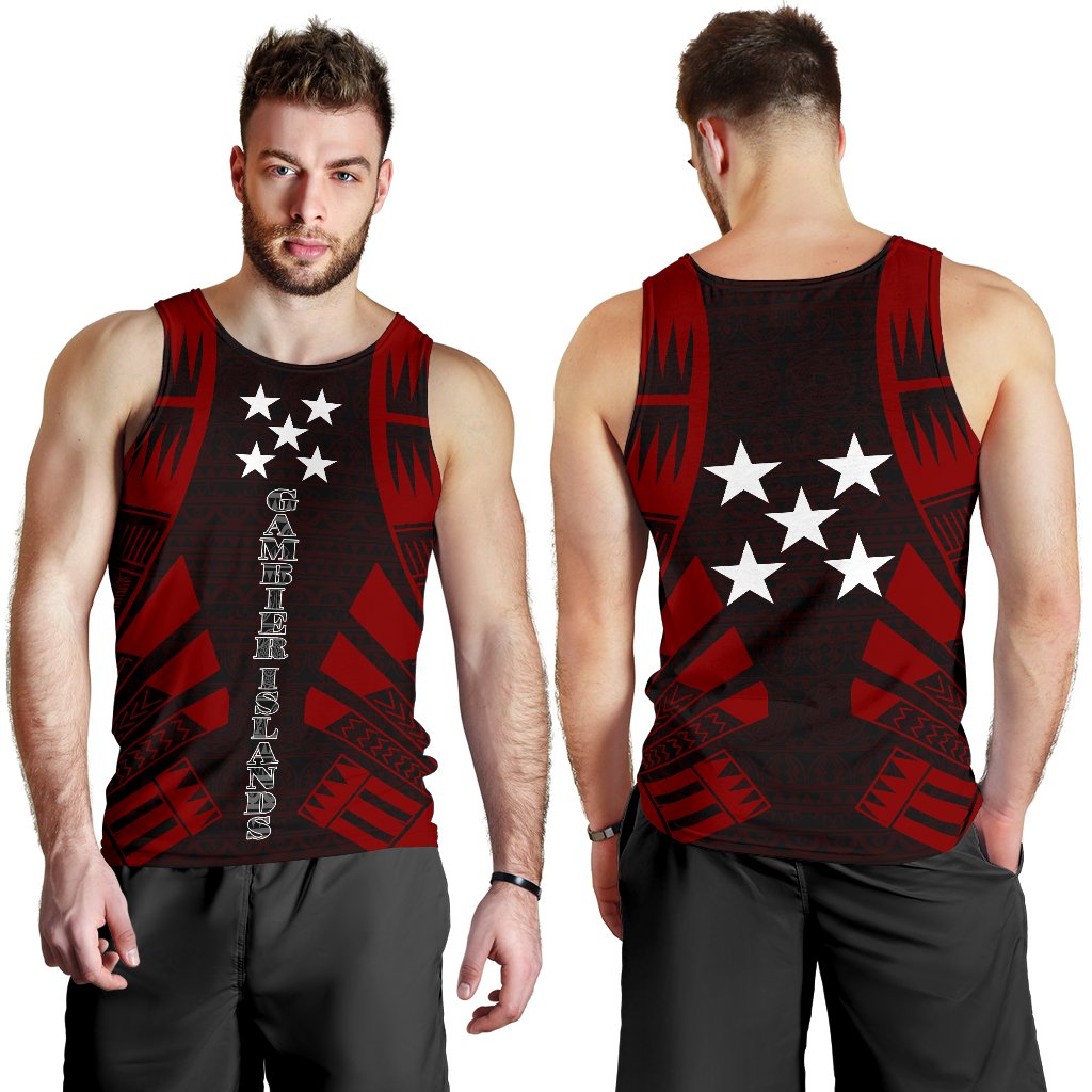 Gambier Islands Men Tank Top - Polynesian Tattoo Red - Polynesian Pride