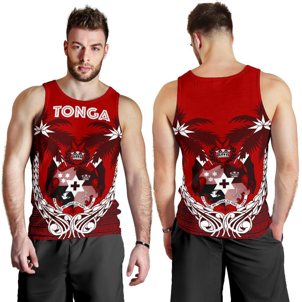 Tonga Polynesian Coconut Men's Tank Top A02 Red - Polynesian Pride