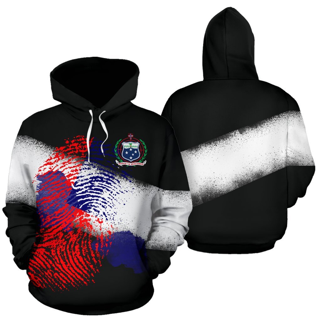 Samoa Hoodie Samoa Coat of Arms With Fingerprint Design K13 Unisex Black - Polynesian Pride