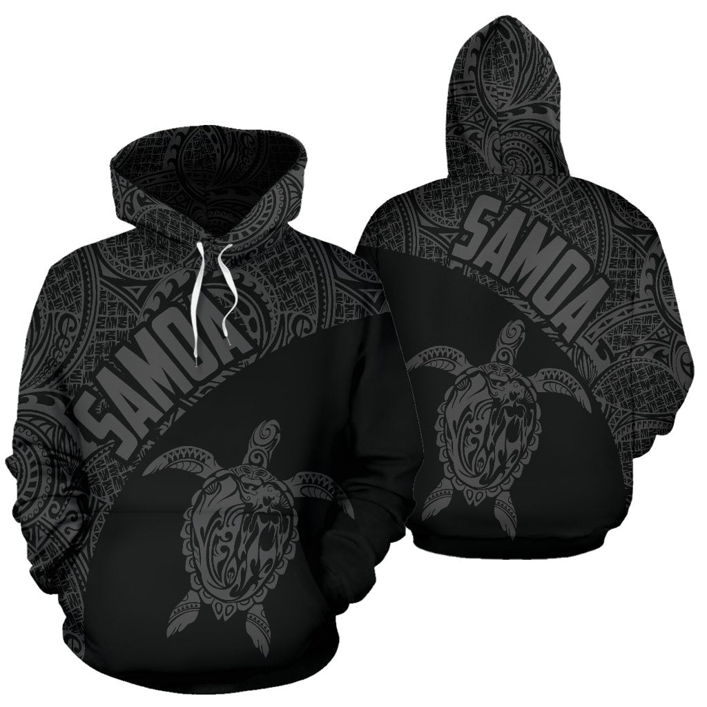 Samoa Hoodie Samoa Turtle Mermaid Polynesian Tattoo Gray Version Unisex Black - Polynesian Pride