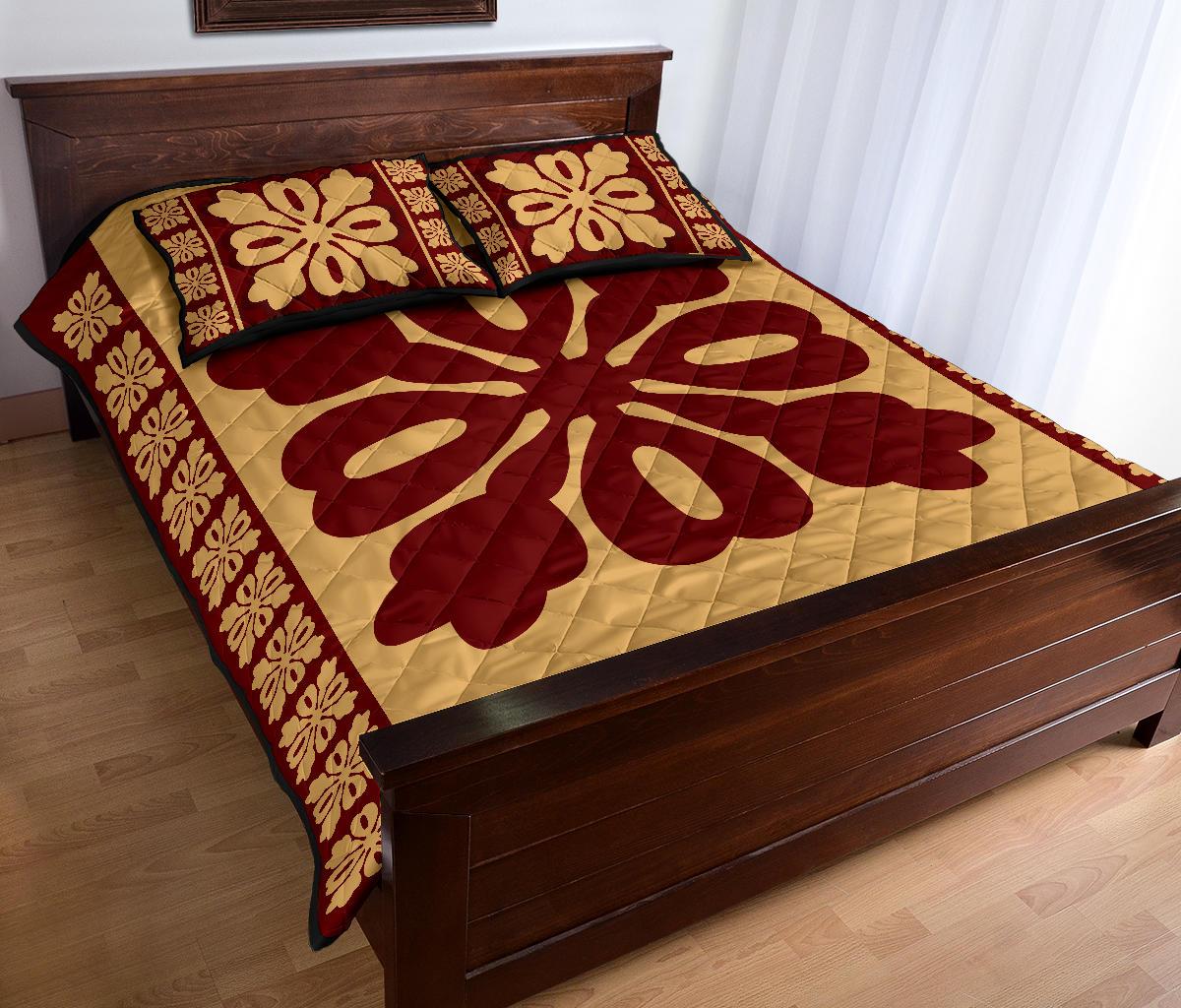 Hawaiian Quilt Pattern Heart Quilt Bed Set - Polynesian Pride