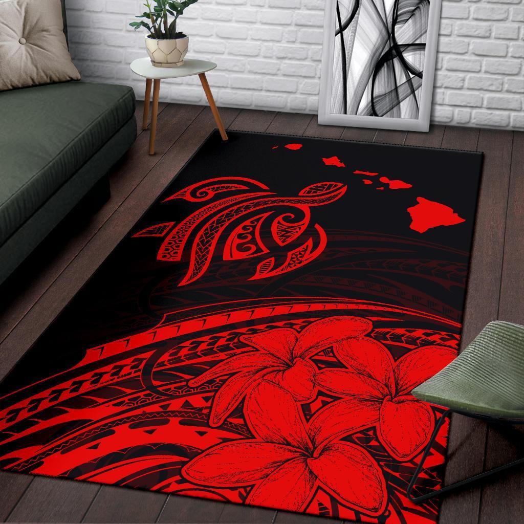 Hawaii Turtle Polynesian Map Plumeria Area Rug AH - Polynesian Pride