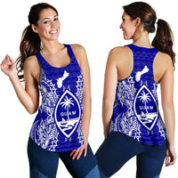 Guam Polynesian Women Tank Top Map Blue - Polynesian Pride