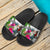 Vanuatu Custom Personalised Slide Sandals White - Turtle Plumeria Banana Leaf - Polynesian Pride