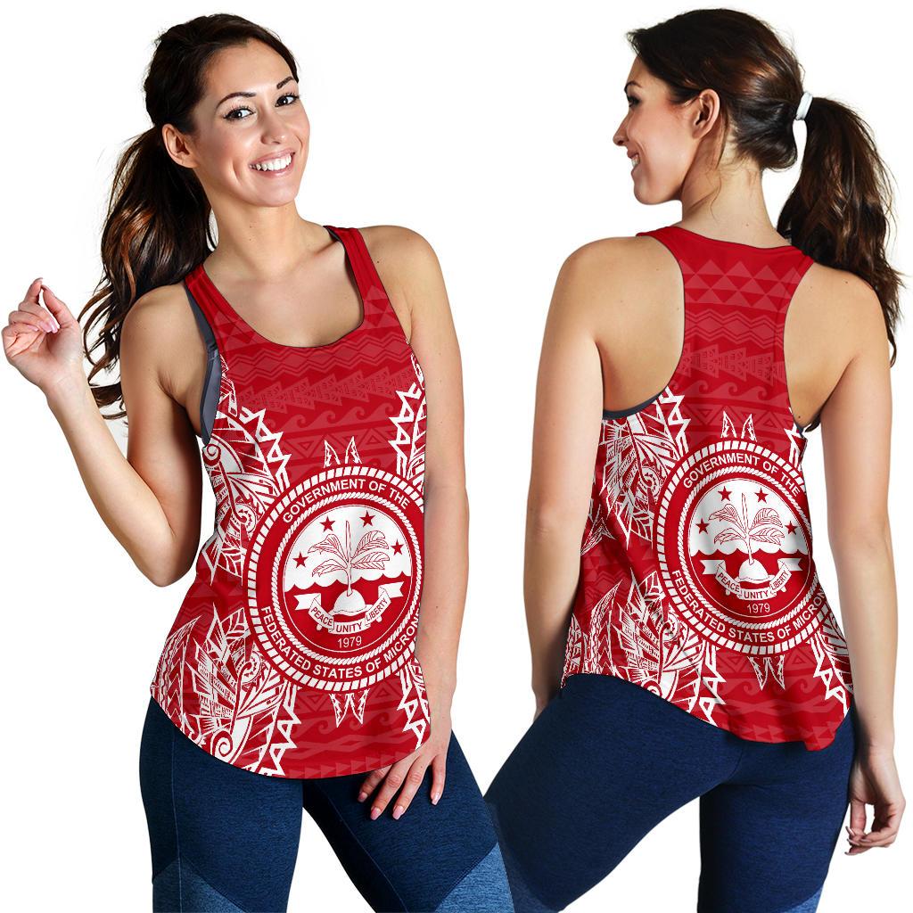 Federated States Of Micronesian Women Tank Top Map Red White - Polynesian Pride