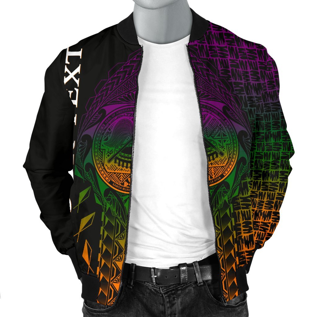 American Samoa Custom Personalised Men's Bomber Jacket - AS Seal Rocket Style - Polynesian Pride