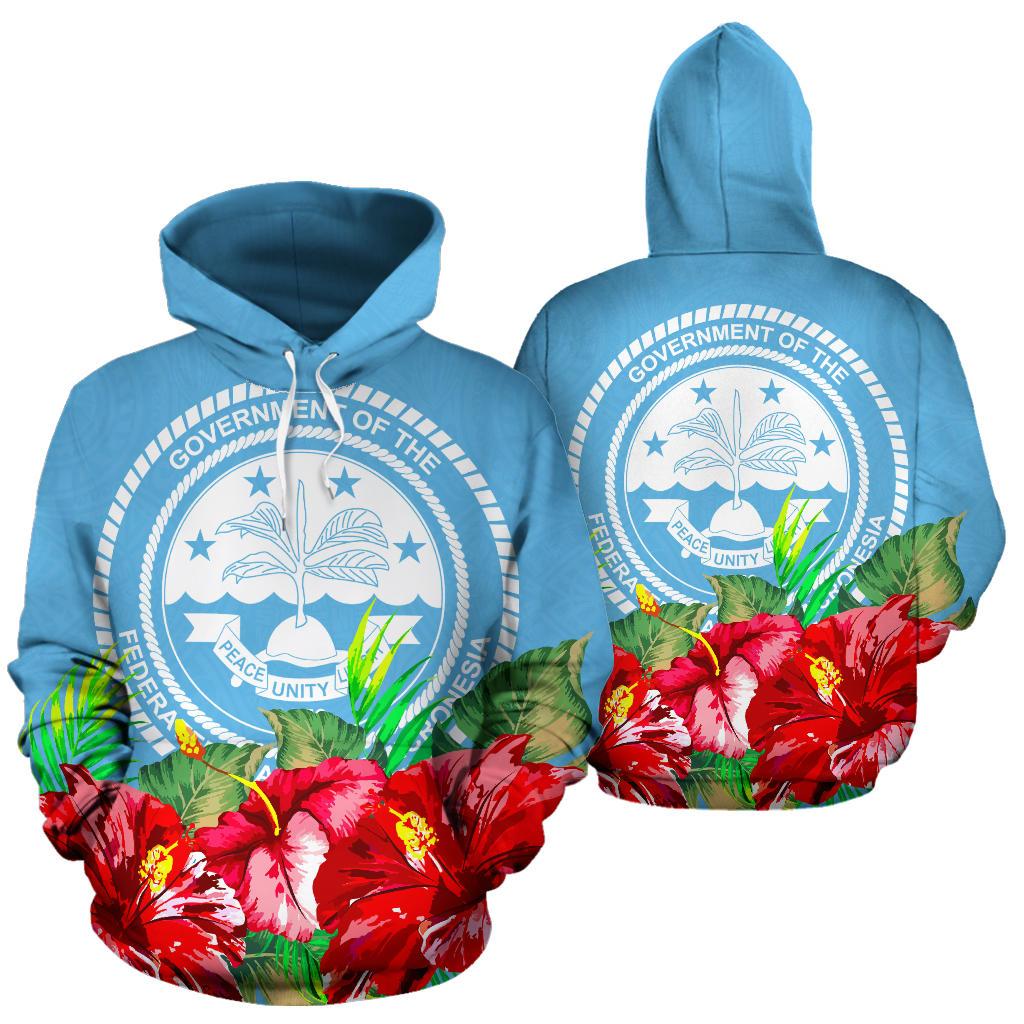 Federated States of Micronesia Hoodie Flag Hibiscus Unisex Blue - Polynesian Pride