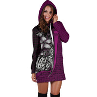 Samoa Polynesian Women's Hoodie Dress Blackberry - Turtle With Hook - Polynesian Pride