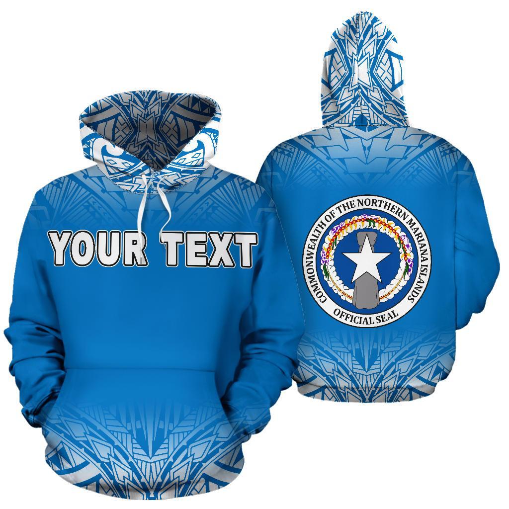 Northern Mariana Islands Polynesian All Over Custom Hoodie Blue Fog Version Unisex Blue - Polynesian Pride