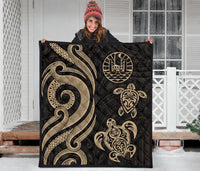 Tahiti Polynesian Premium Quilt - Gold Tentacle Turtle - Polynesian Pride