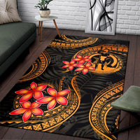 Vanuatu Polynesian Area Rug - Gold Plumeria - Polynesian Pride