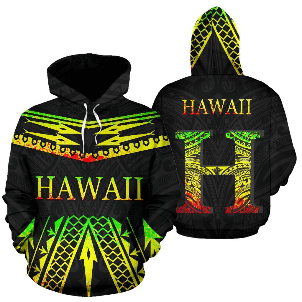 Hawaii Polynesia All Over Hoodie Unisex Reggae - Polynesian Pride