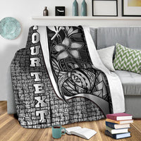 Polynesian Hawaii Custom Personalised Premium Blanket White - Turtle with Hook - Polynesian Pride