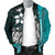 Chuuk Micronesian Men's Bomber Jackets Turquoise - Turtle With Hook - Polynesian Pride