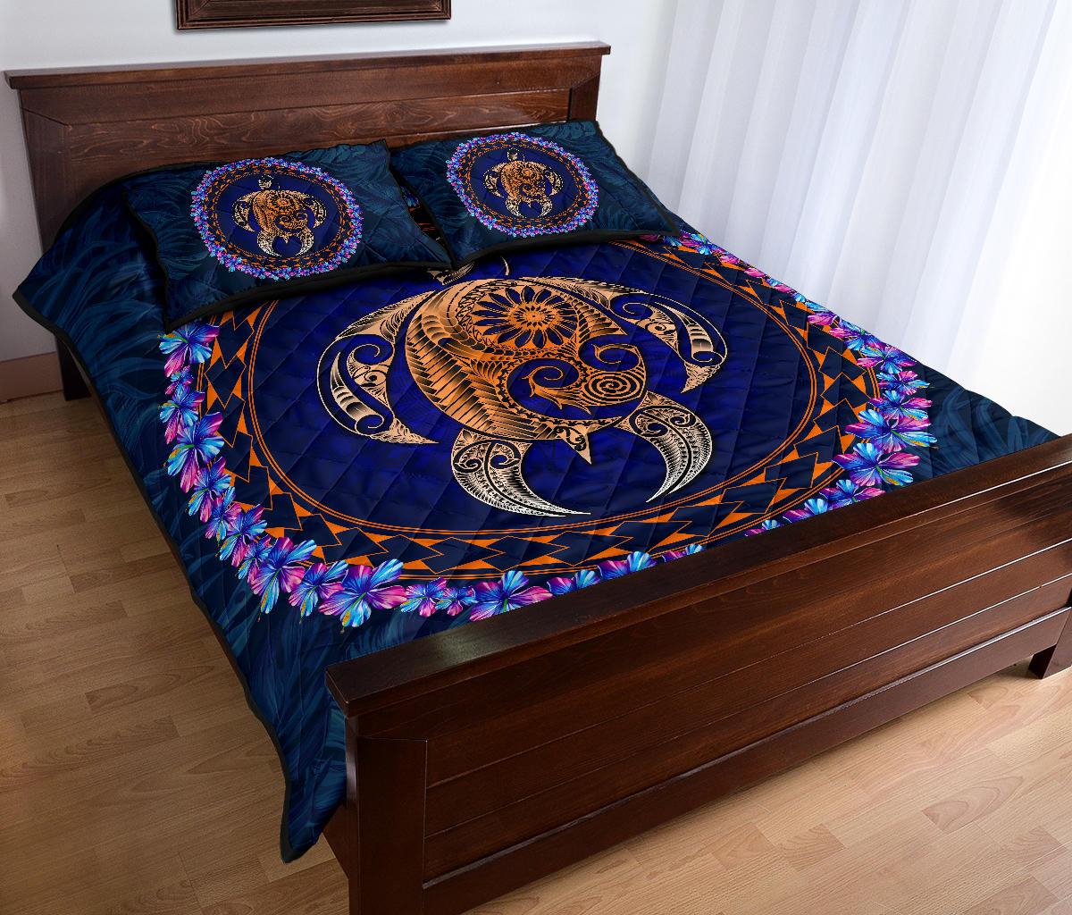 Hawaii Turtle Polynesian Tropical Quilt Bed Set - Jan Style - AH - Polynesian Pride