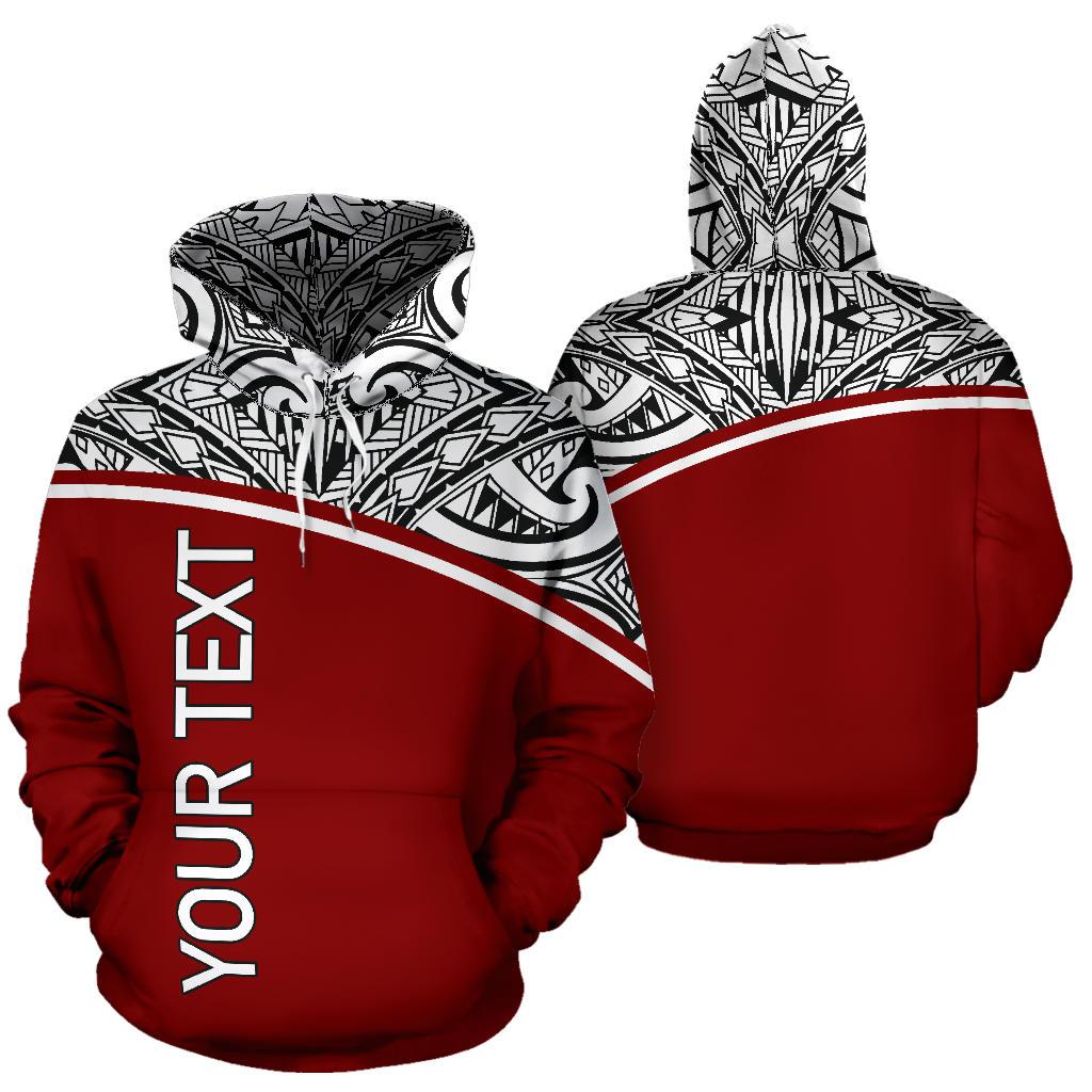 Poly All Over Custom Hoodie Polynesian Curve Red Style Unisex Red - Polynesian Pride