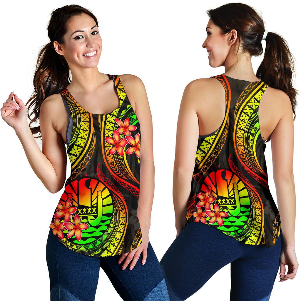 Tahiti Polynesian Women Racerback Tank - Reggae Plumeria Art - Polynesian Pride