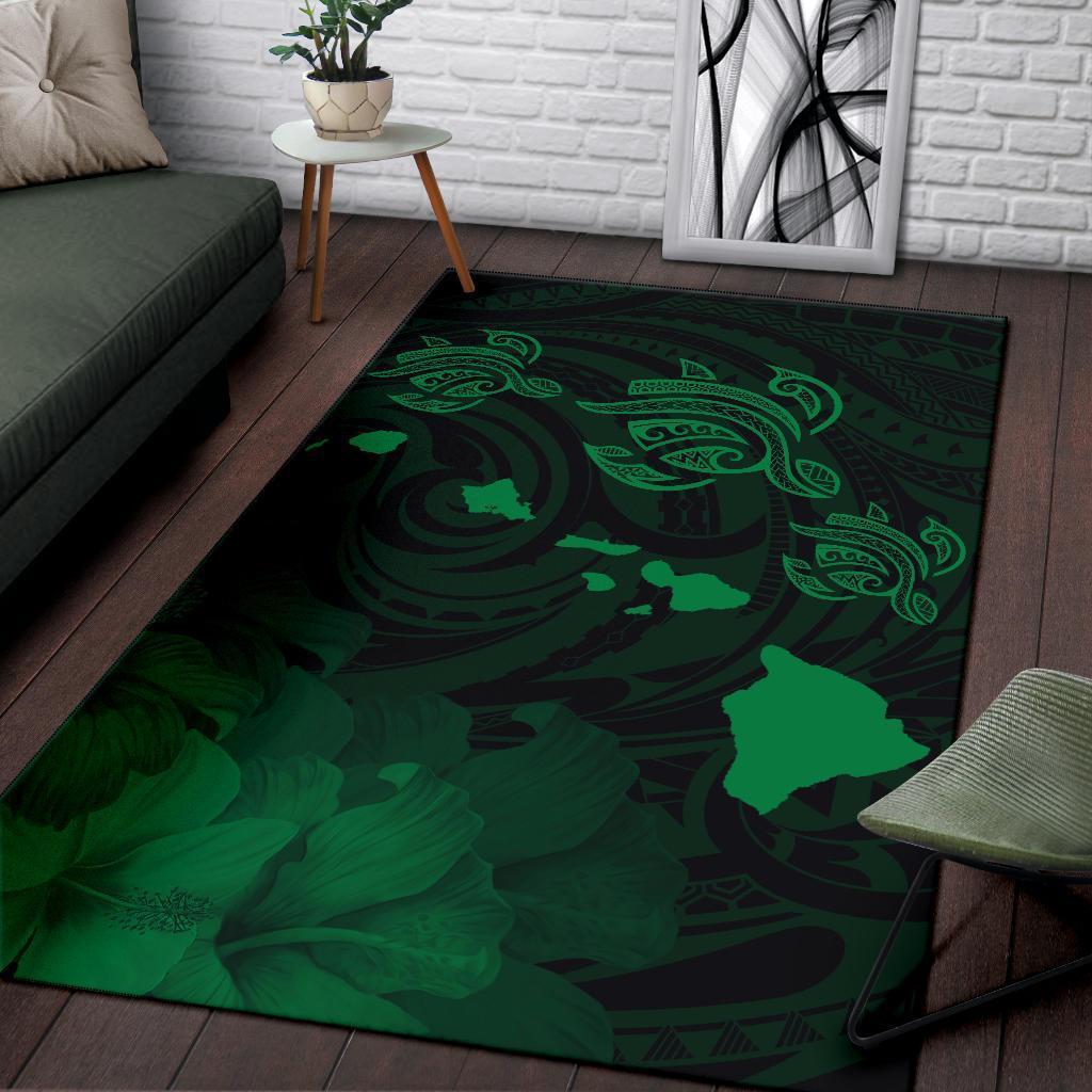 Hawaii Turtle Hibiscus Map Polynesian Area Rug AH - Polynesian Pride