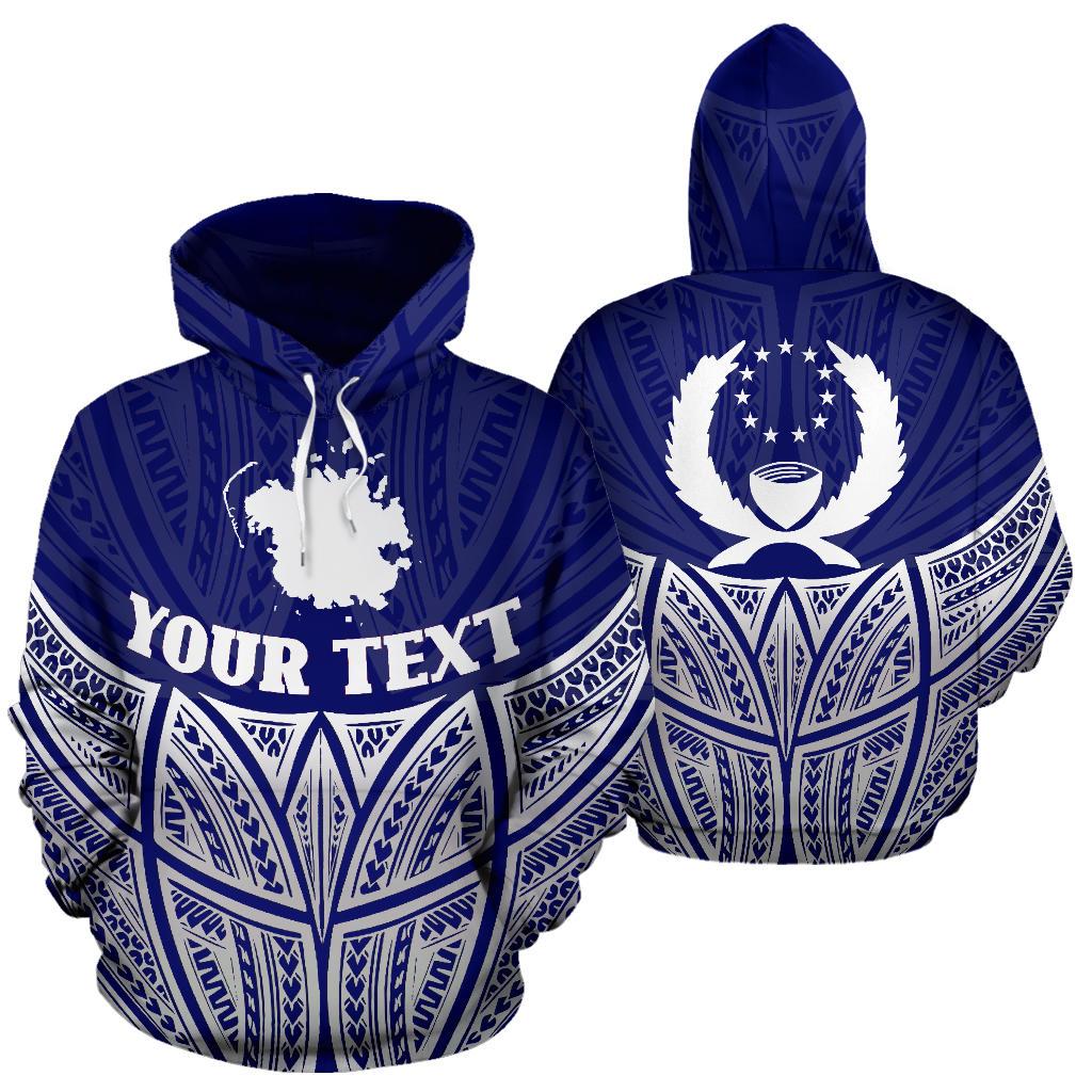 Pohnpei Polynesian Custom Hoodie Blue Pride Map nd Seal Unisex Blue - Polynesian Pride