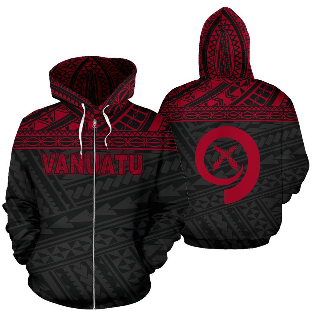 Vanuatu Polynesian Zip up Hoodie Red Unisex Red - Polynesian Pride