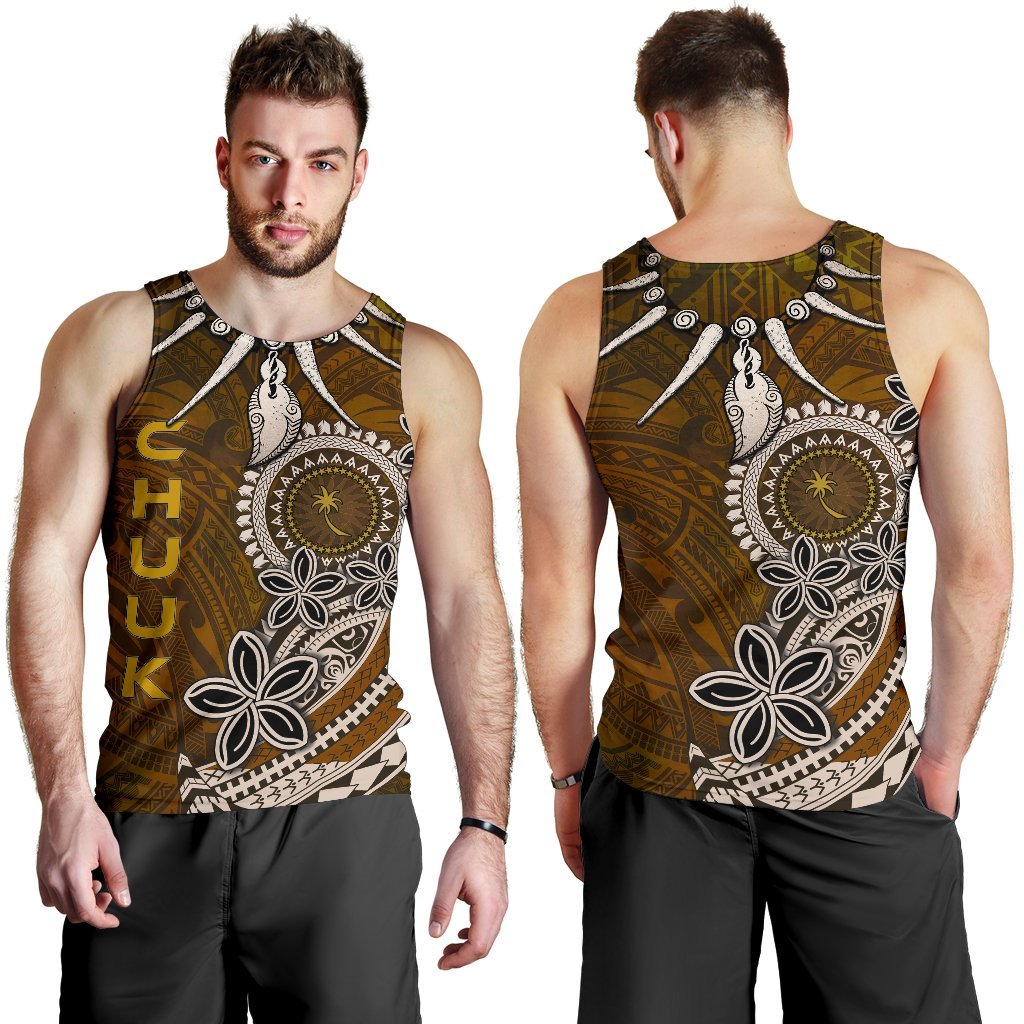 Chuuk Men Tank Top - Polynesian Boar Tusk Brown - Polynesian Pride