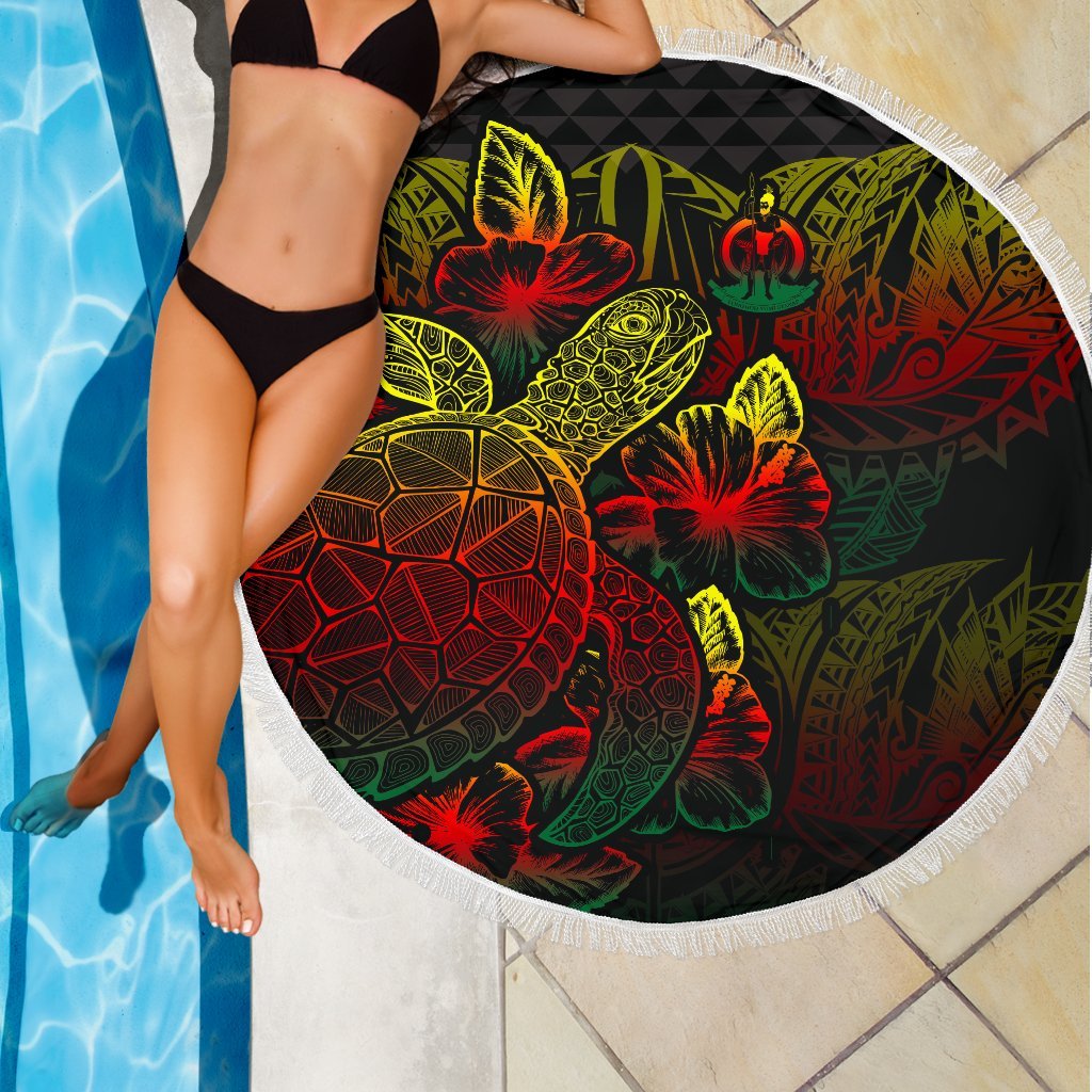 Vanuatu Polynesia Beach Blanket Turtle Hibiscus Reggae - Polynesian Pride