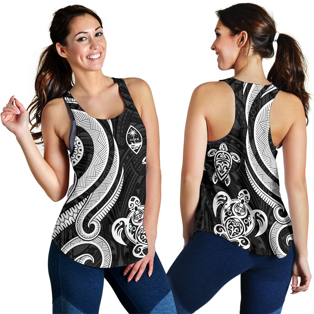 Guam Polynesian Women Racerback Tank - White Tentacle Turtle White - Polynesian Pride