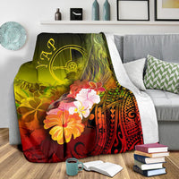 Yap Premium Blanket - Humpback Whale with Tropical Flowers (Yellow) - Polynesian Pride