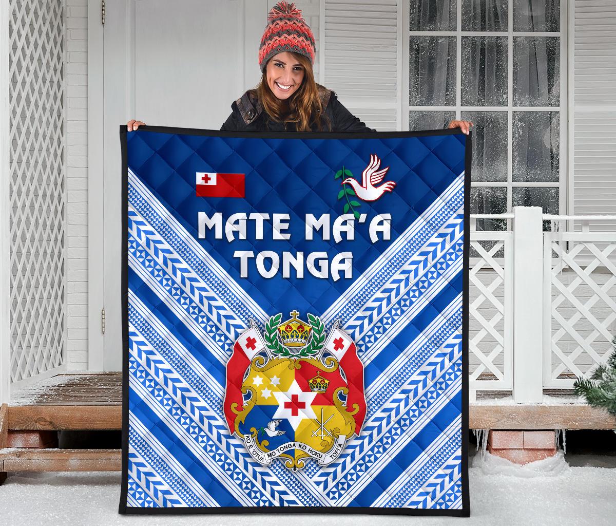 Mate Ma'a Tonga Rugby Premium Quilt Polynesian Creative Style - Blue - Polynesian Pride