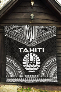 Tahiti Premium Quilt - Tahiti Flag Polynesian Chief Black Version - Polynesian Pride