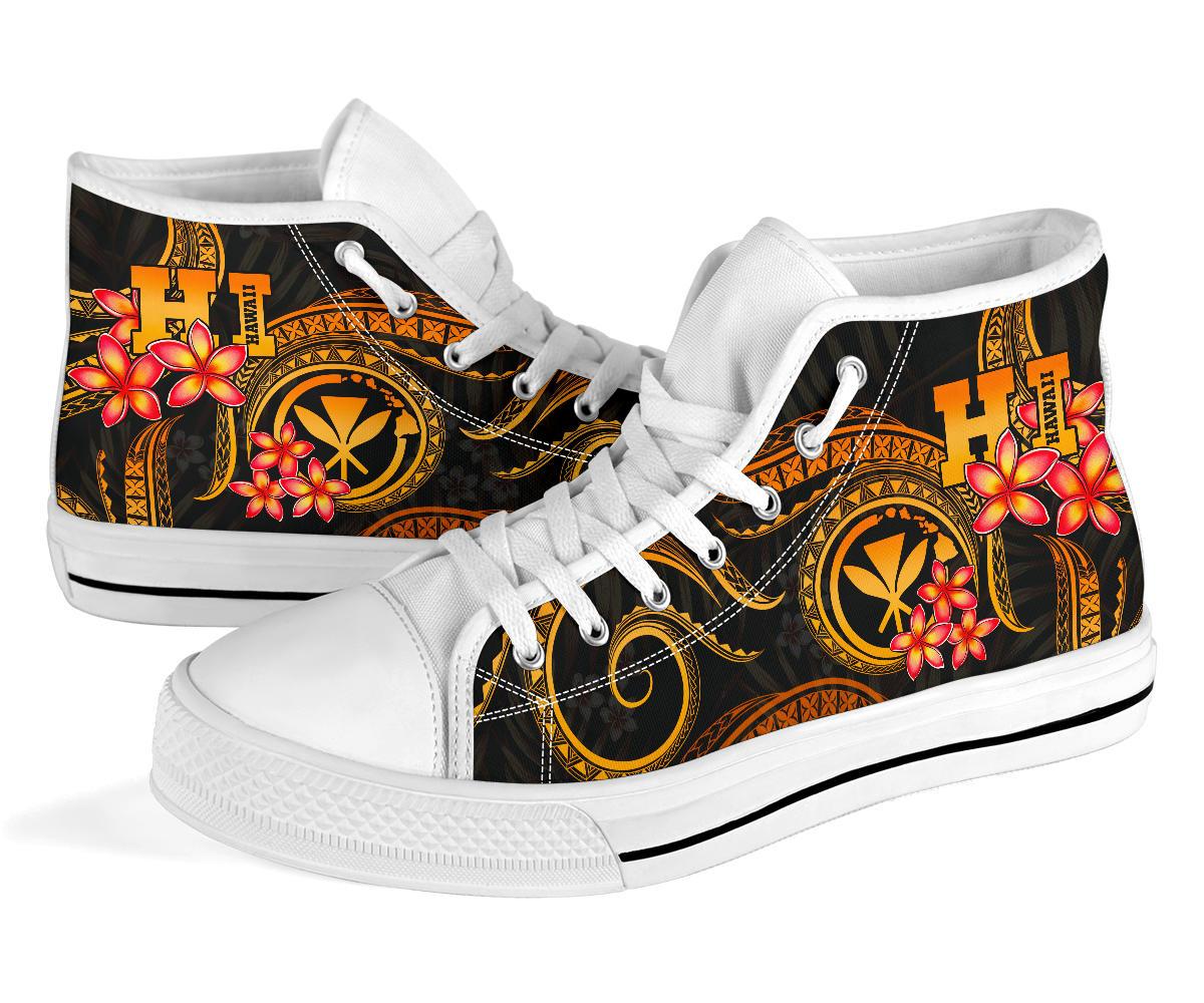 Polynesian Hawaii High Top Shoes - Gold Plumeria - Polynesian Pride