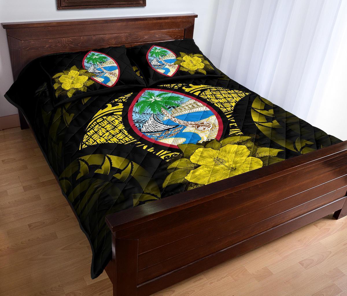 Guam Polynesian Quilt Bed Set Hibiscus Yellow - Polynesian Pride