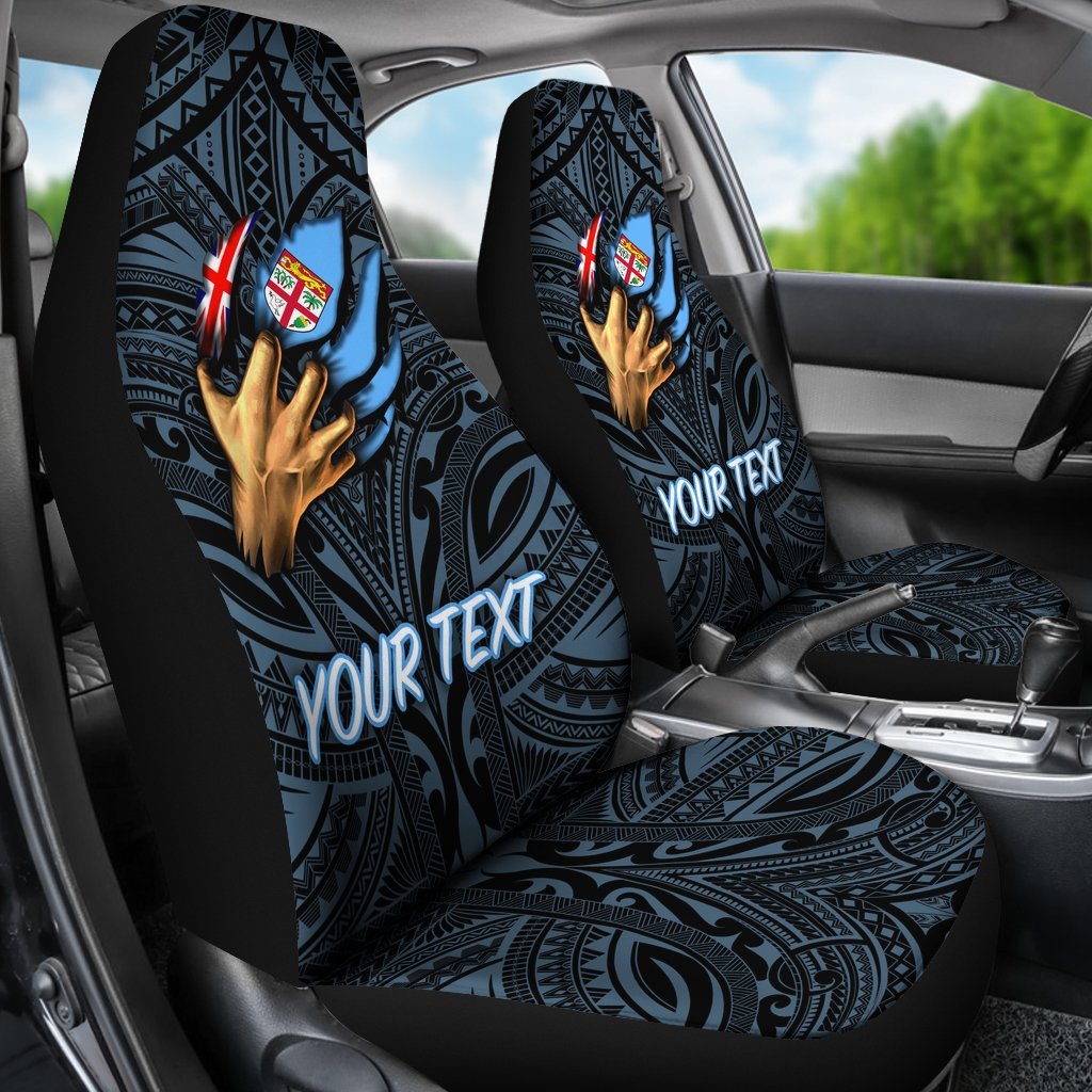 Fiji Personalised Car Seat Cover - Fiji In Me (Blue) - Polynesian Pride