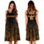 Hawaii Midi Dress - Polynesia Turtle Fog Women Black And Gold - Polynesian Pride