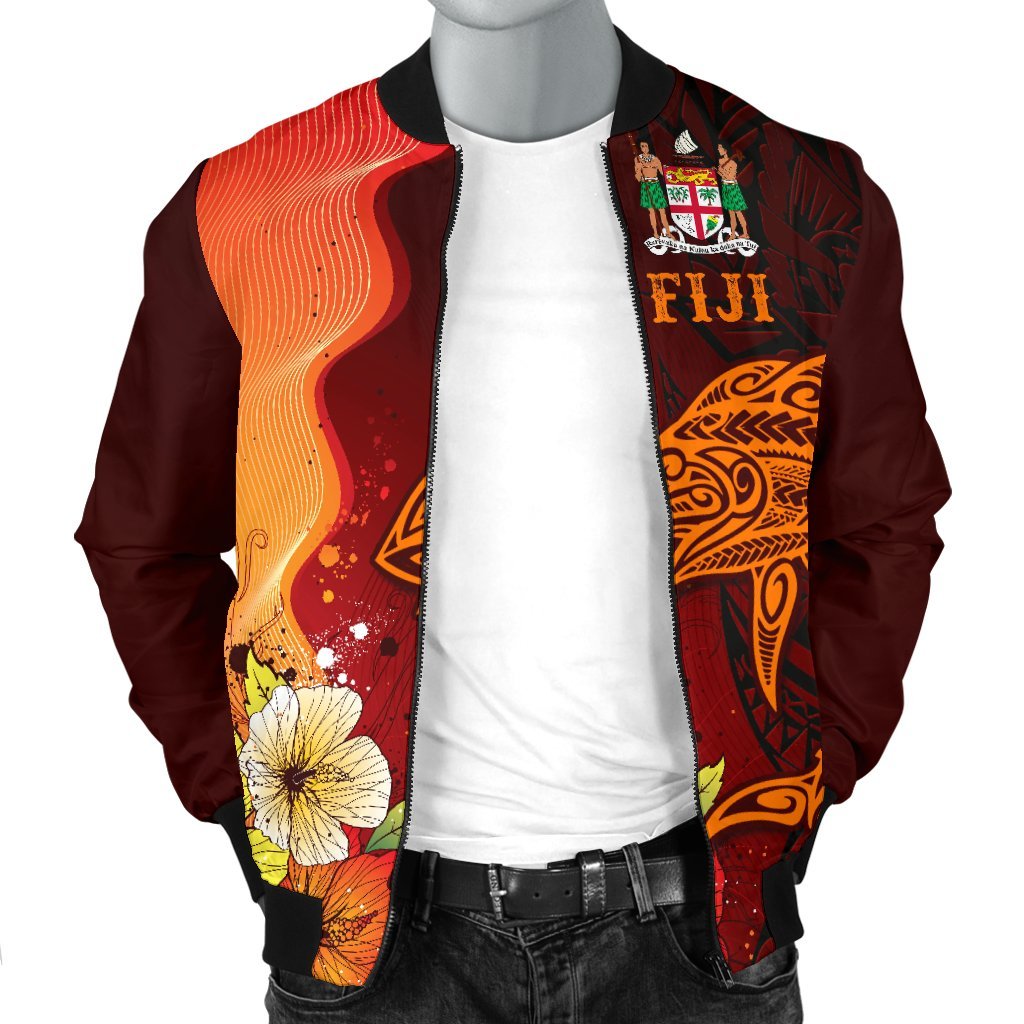 Fiji Men's Bomber Jacket - Tribal Tuna Fish - Polynesian Pride