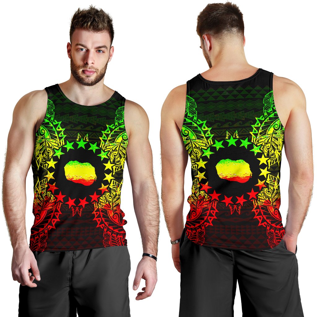 Cook Islands Polynesian Men Tank Top Map Reggae - Polynesian Pride