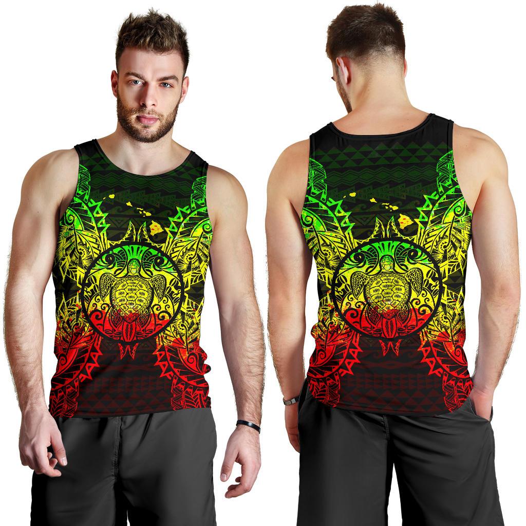 Hawaii Turtle Polynesian Men Tank Top Map Reggae - Polynesian Pride