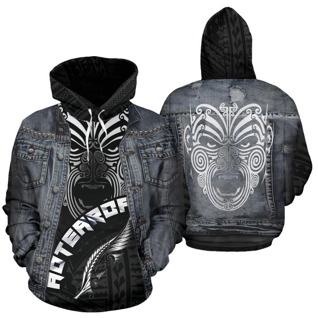 Maori Moko Warface 3D Denim Hoodie - Polynesian Pride