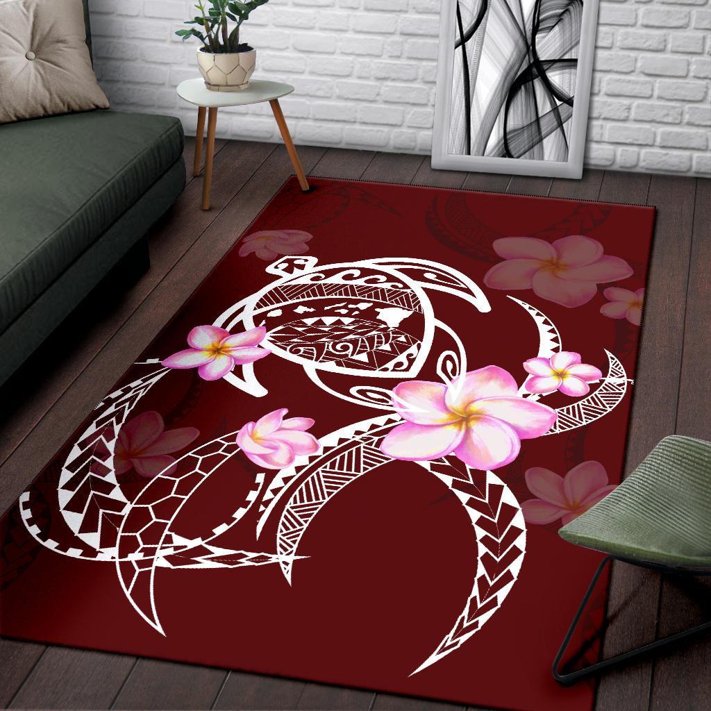 Hawaiian Hibiscus Polynesian Rug Red Rug - Polynesian Pride