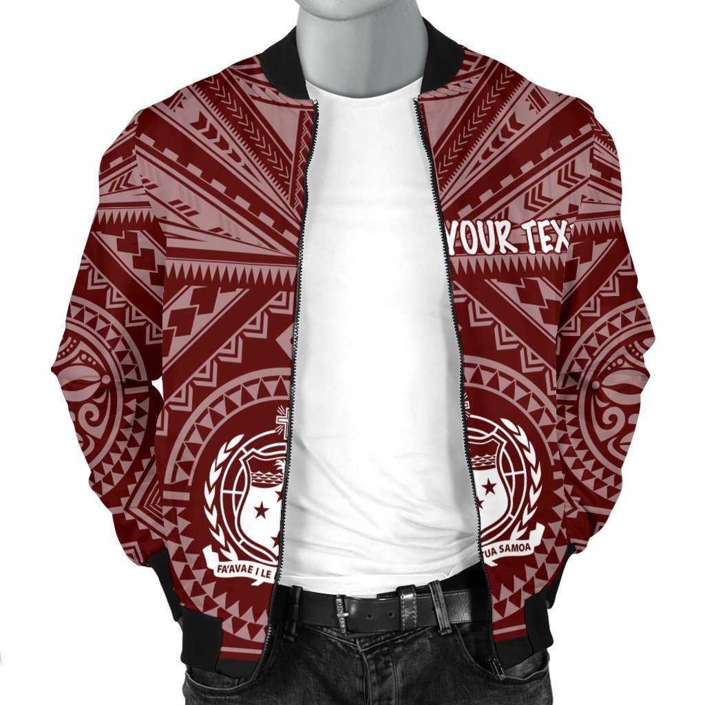 Samoa Personalised Men's Bomber Jacket - Samoa Seal In Polynesian Tattoo Style (Red) - Polynesian Pride