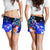 Custom Personalised Samoa Women's Shorts - Humpback Whale with Tropical Flowers (Blue) - Polynesian Pride