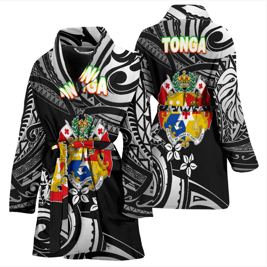 Mate Ma'a Tonga Rugby Women's Bath Robe Polynesian Unique Vibes - Black - Polynesian Pride