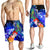 American Samoa Polynesian Custom Personalised Men's Shorts - Humpback Whale with Tropical Flowers (Blue) - Polynesian Pride