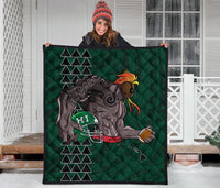 Kakau Blue Hawaii Warrior Football Premium Quilt - Polynesian Pride