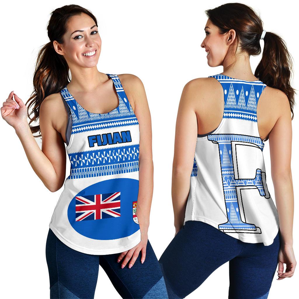 Fiji Women's Racerback Tank - Tapa White Style White - Polynesian Pride