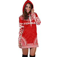 Tonga Women's Hoodie Dress - Polynesian Flag Chief - Polynesian Pride
