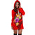 Tonga Polynesian Women's Hoodie Dress - Floral With Seal Red - Polynesian Pride