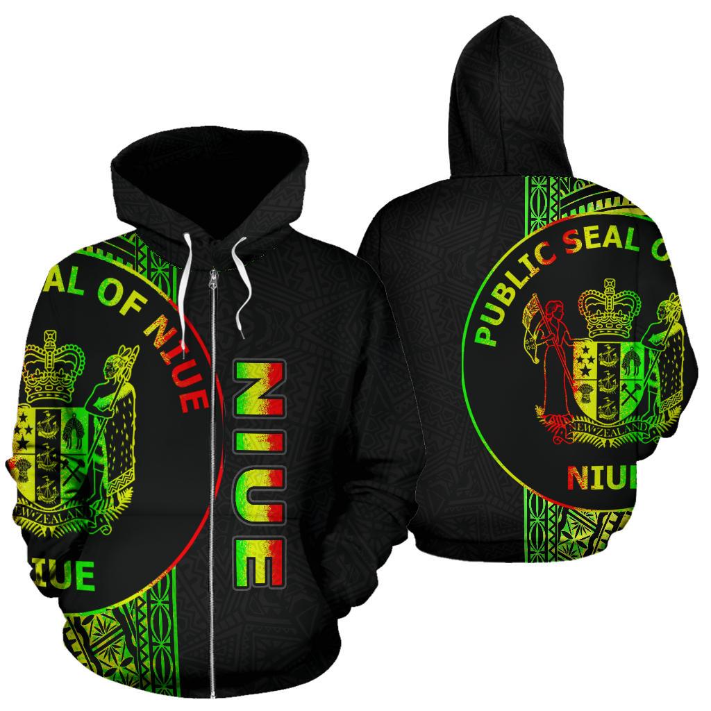 Niue Polynesian Zip up Hoodie Line Reggae Unisex Reggae - Polynesian Pride