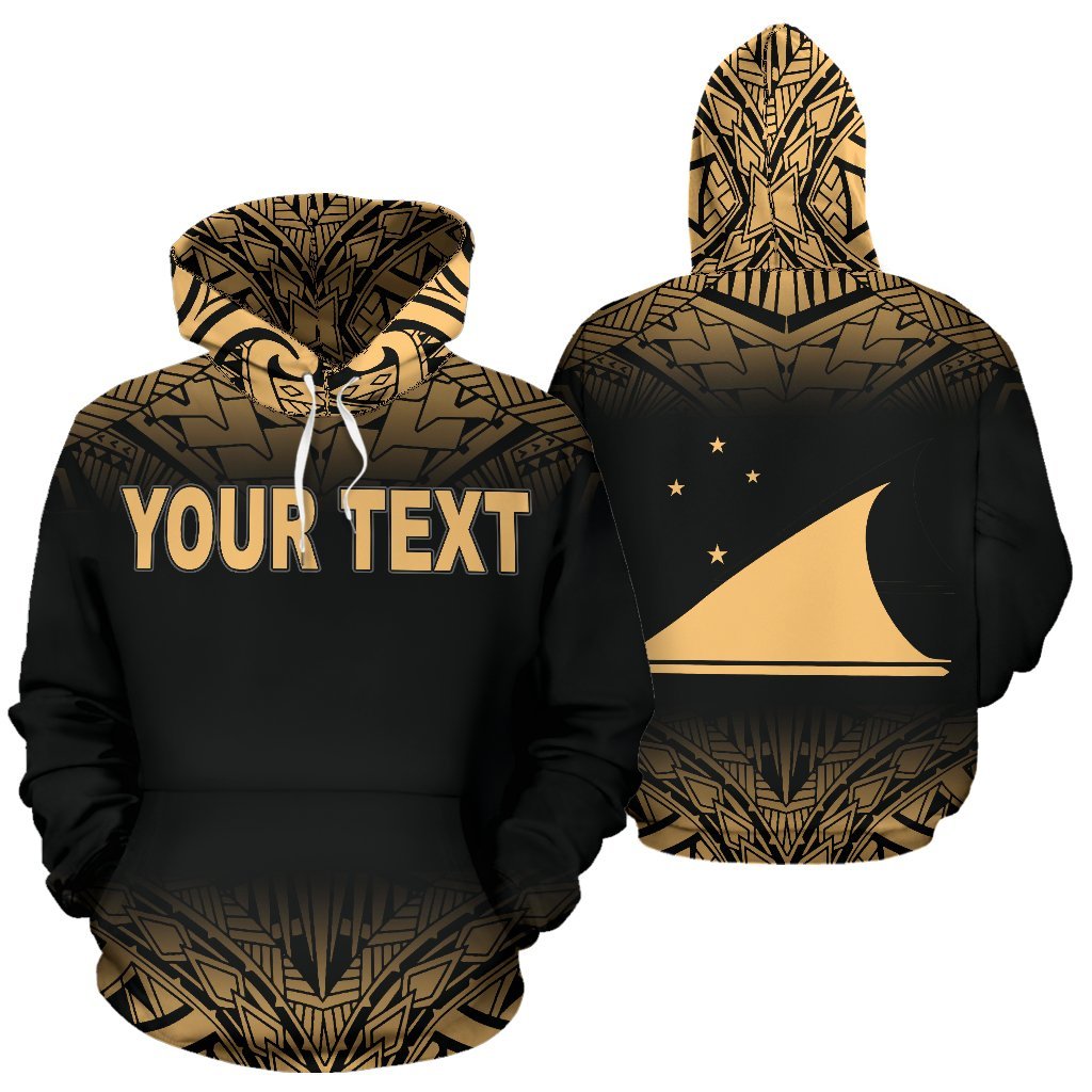 Tokelau Polynesian ll Over Custom Hoodie Gold Fog Unisex Black - Gold - Polynesian Pride