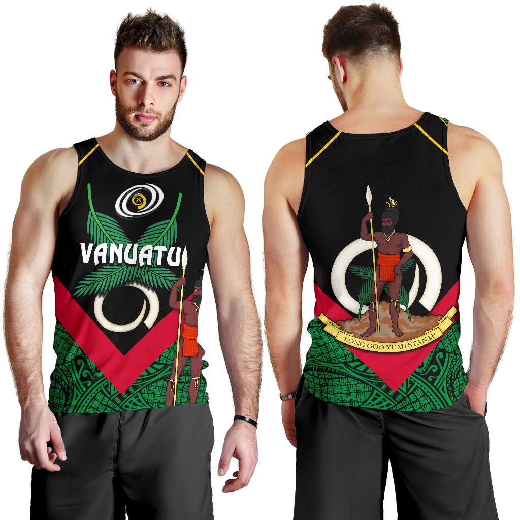 Vanuatu Rugby Men Tank Top Flag Style - Polynesian Pride